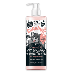 Bugalugs Luksus 2-i-1 Shampoo & Balsam med Papaya & Kokos til katte (500ml)