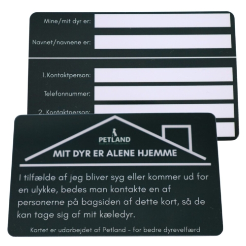 Kontaktkort til pungen - "Mit dyr er alene hjemme"
