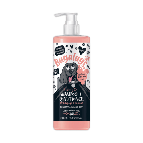 Bugalugs 2-i-1 Shampoo og Balsam med Papaya & Kokos (500ml)