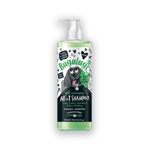 Bugalugs Alt-i-en Shampoo med fældningskontrol og duft af Wild Lemongrass (500ml)